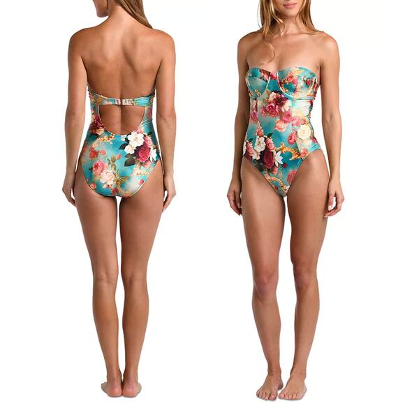 L'AGENCE NWT Amie Roses Underwire One Piece Swimsuit in Multi Size S - Picture 3 of 13